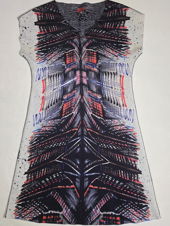 ANIMAPOP Dresses & Skirts - ANIMAPOP Reversible Dress Made In Italy Scuba Laser Cut Abstract Op-Art M L 42 4